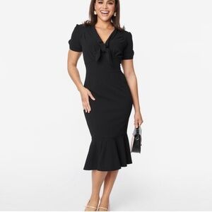 NWT Unique Vintage 40s retro AllBlack Holloway Wiggle Dress